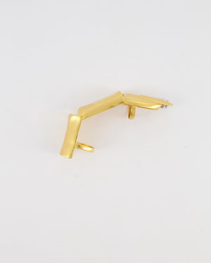 Schiaparelli Hammered Gold Brass Articulated Finger Ring with Silver Rings Detail Size 54