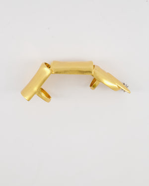 Schiaparelli Hammered Gold Brass Articulated Finger Ring with Silver Rings Detail Size 54