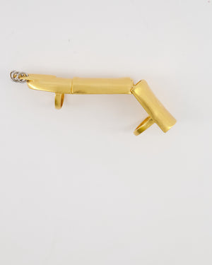 Schiaparelli Hammered Gold Brass Articulated Finger Ring with Silver Rings Detail Size 54