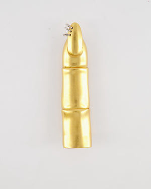 Schiaparelli Hammered Gold Brass Articulated Finger Ring with Silver Rings Detail Size 54