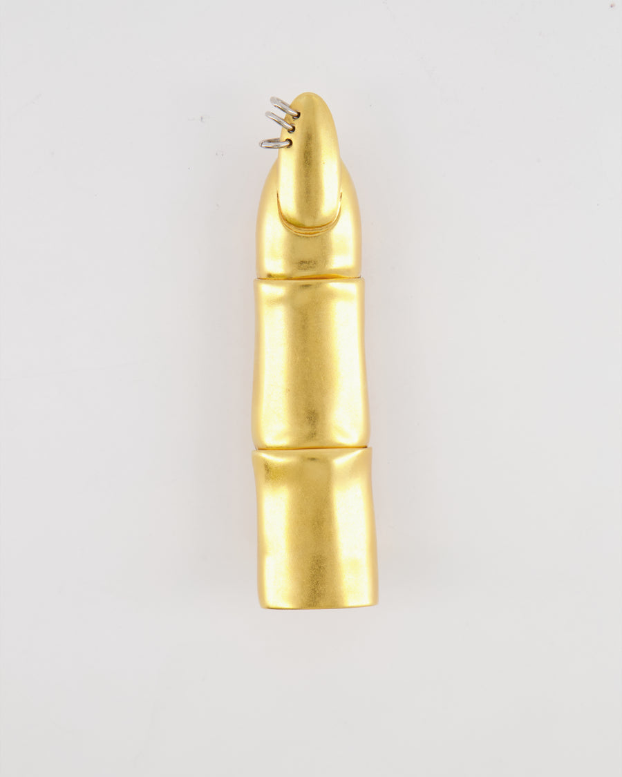 Schiaparelli Hammered Gold Brass Articulated Finger Ring with Silver Rings Detail Size 54