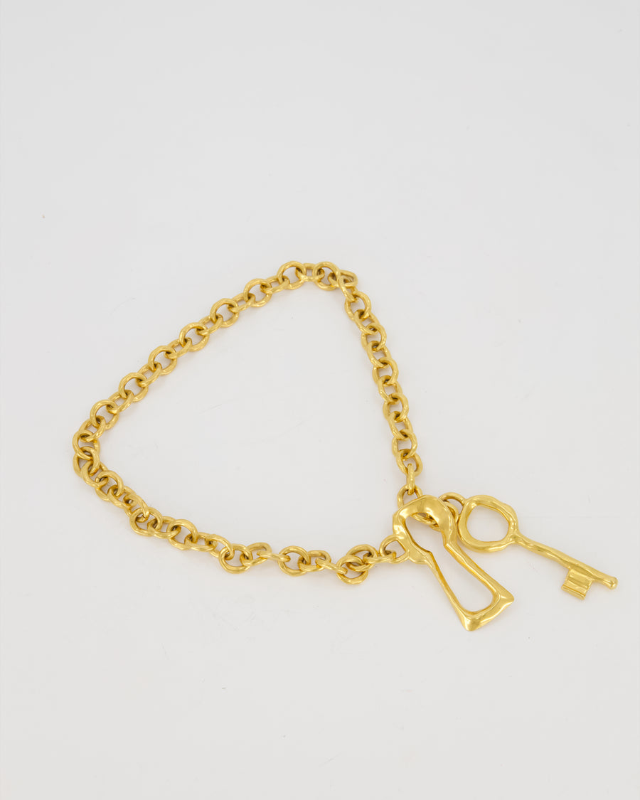 Schiaparelli Gold Key Hole Long Necklace