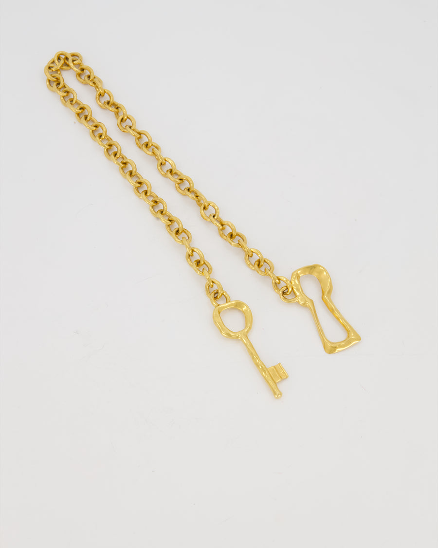 Schiaparelli Gold Key Hole Long Necklace