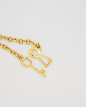 Schiaparelli Gold Key Hole Long Necklace