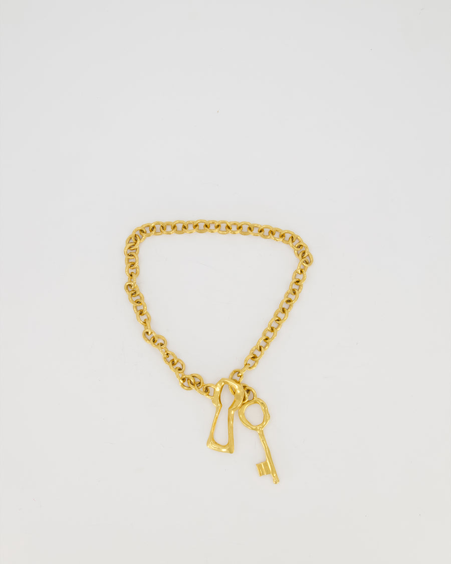 Schiaparelli Gold Key Hole Long Necklace