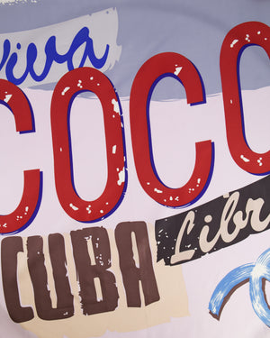 Chanel Vintage Multi-Colour Viva Coco Cuba Libre Graphic Silk Scarf with CC Logo Print Detail