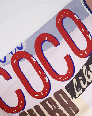 Chanel Vintage Multi-Colour Viva Coco Cuba Libre Graphic Silk Scarf with CC Logo Print Detail