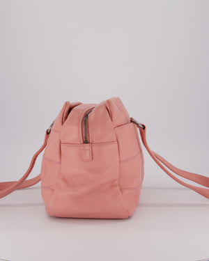 Chanel Pink Medium Square Lax East West Chocolate Bar Bowling Shoulder Bag in Cavior Leather with Silver Hardware
