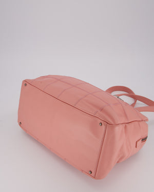 Chanel Pink Medium Square Lax East West Chocolate Bar Bowling Shoulder Bag in Cavior Leather with Silver Hardware