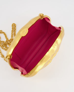 Schiaparelli Pierced Mouth Bijoux Minaudière Clutch Bag in Gold with Crystal Embellished Piercing Detail
