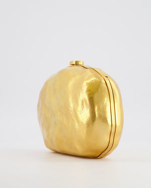 Schiaparelli Pierced Mouth Bijoux Minaudière Clutch Bag in Gold with Crystal Embellished Piercing Detail