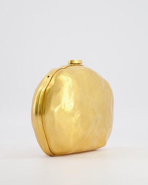 Schiaparelli Pierced Mouth Bijoux Minaudière Clutch Bag in Gold with Crystal Embellished Piercing Detail