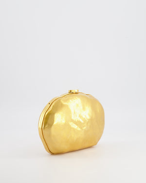 Schiaparelli Pierced Mouth Bijoux Minaudière Clutch Bag in Gold with Crystal Embellished Piercing Detail