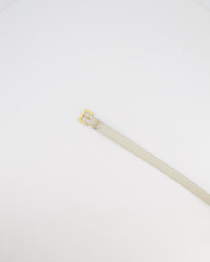 Saint Laurent Cassandre Cream Leather Belt with Brushed Gold Square Buckle and Logo Size 75