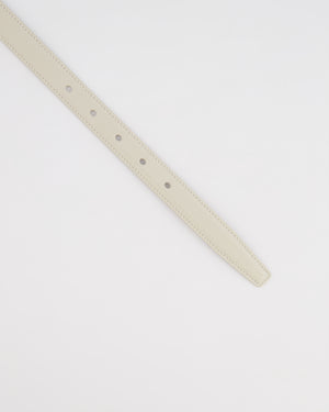 Saint Laurent Cassandre Cream Leather Belt with Brushed Gold Square Buckle and Logo Size 75