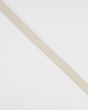 Saint Laurent Cassandre Cream Leather Belt with Brushed Gold Square Buckle and Logo Size 75
