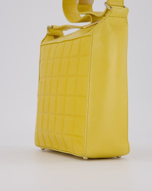 Chanel Vintage Chocolate Bar Shoulder Bag in Yellow Lambskin Leather with Gold Hardware