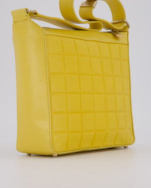 Chanel Vintage Chocolate Bar Shoulder Bag in Yellow Lambskin Leather with Gold Hardware