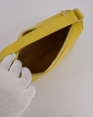 Chanel Vintage Chocolate Bar Shoulder Bag in Yellow Lambskin Leather with Gold Hardware
