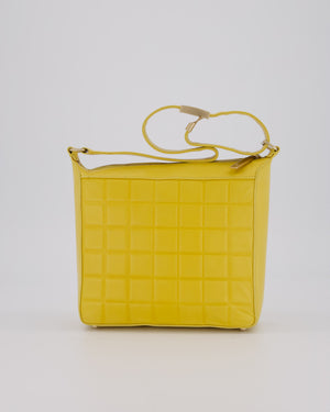 Chanel Vintage Chocolate Bar Shoulder Bag in Yellow Lambskin Leather with Gold Hardware