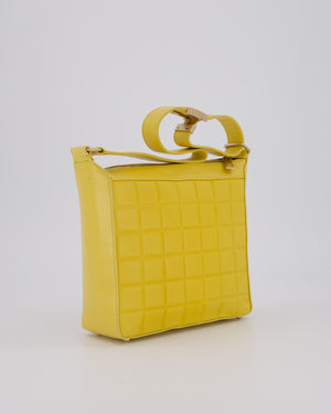 Chanel Vintage Chocolate Bar Shoulder Bag in Yellow Lambskin Leather with Gold Hardware