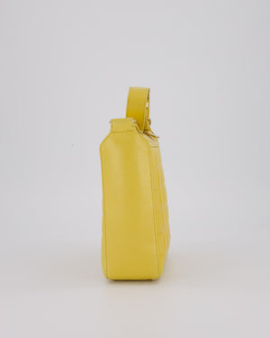 Chanel Vintage Chocolate Bar Shoulder Bag in Yellow Lambskin Leather with Gold Hardware
