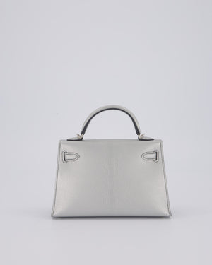 *SUPER RARE & HOT* Hermès Mini Kelly II 20 Bag in Metallic Argent Chèvre Chamkila Leather with Palladium Hardware