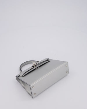 *SUPER RARE & HOT* Hermès Mini Kelly II 20 Bag in Metallic Argent Chèvre Chamkila Leather with Palladium Hardware