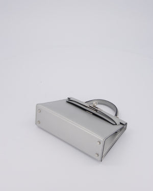 *SUPER RARE & HOT* Hermès Mini Kelly II 20 Bag in Metallic Argent Chèvre Chamkila Leather with Palladium Hardware