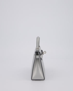 *SUPER RARE & HOT* Hermès Mini Kelly II 20 Bag in Metallic Argent Chèvre Chamkila Leather with Palladium Hardware