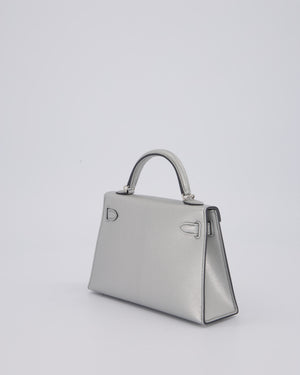 *SUPER RARE & HOT* Hermès Mini Kelly II 20 Bag in Metallic Argent Chèvre Chamkila Leather with Palladium Hardware