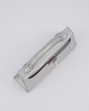*SUPER RARE & HOT* Hermès Mini Kelly II 20 Bag in Metallic Argent Chèvre Chamkila Leather with Palladium Hardware