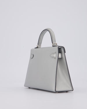 *SUPER RARE & HOT* Hermès Mini Kelly II 20 Bag in Metallic Argent Chèvre Chamkila Leather with Palladium Hardware
