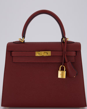 *SUPER RARE* Hermès Kelly 25 Sellier Bag in Rouge H Epsom Leather with Gold Hardware