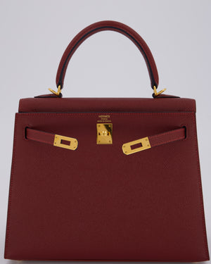 *SUPER RARE* Hermès Kelly 25 Sellier Bag in Rouge H Epsom Leather with Gold Hardware