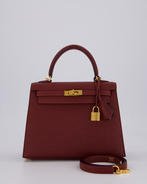 *SUPER RARE* Hermès Kelly 25 Sellier Bag in Rouge H Epsom Leather with Gold Hardware