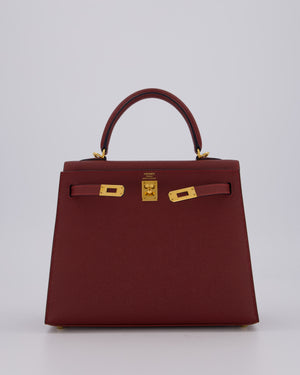 *SUPER RARE* Hermès Kelly 25 Sellier Bag in Rouge H Epsom Leather with Gold Hardware