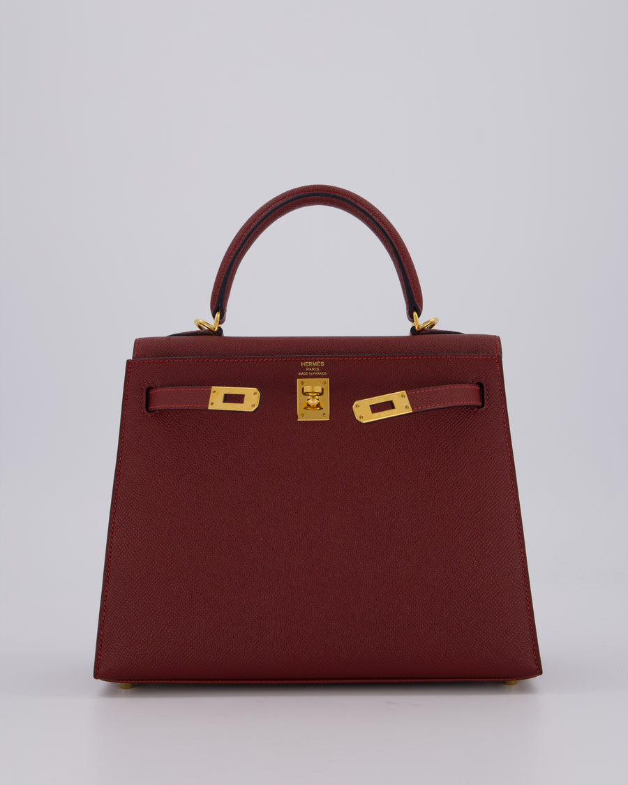 *SUPER RARE* Hermès Kelly 25 Sellier Bag in Rouge H Epsom Leather with Gold Hardware