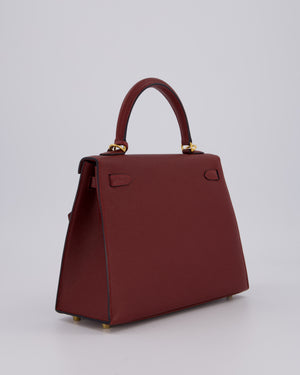 *SUPER RARE* Hermès Kelly 25 Sellier Bag in Rouge H Epsom Leather with Gold Hardware