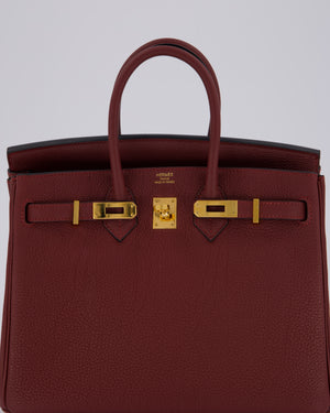 Hermès Birkin 25 Retourne Bag in Rouge H Togo Leather with Gold Hardware