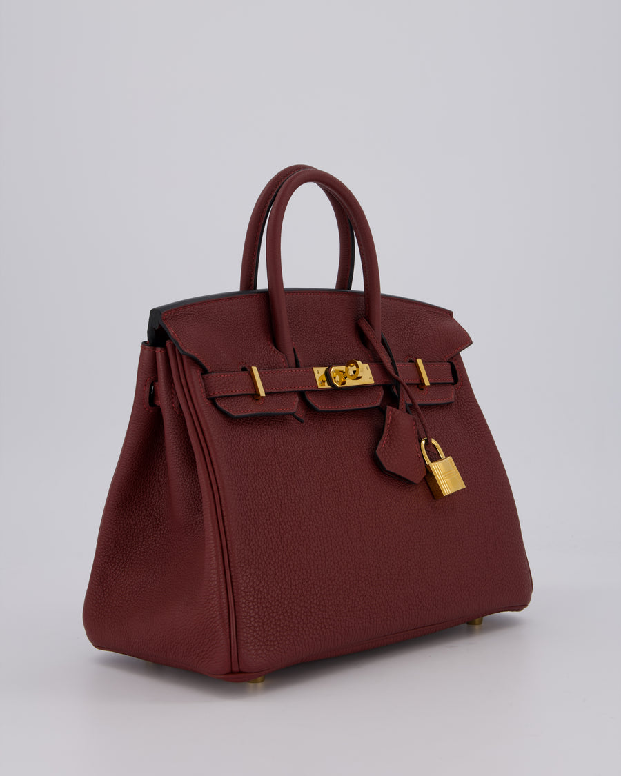 Hermès Birkin 25 Retourne Bag in Rouge H Togo Leather with Gold Hardware