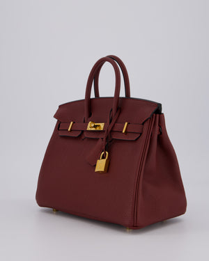 Hermès Birkin 25 Retourne Bag in Rouge H Togo Leather with Gold Hardware