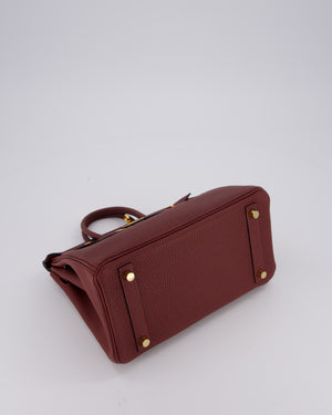 Hermès Birkin 25 Retourne Bag in Rouge H Togo Leather with Gold Hardware