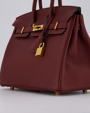 Hermès Birkin 25 Retourne Bag in Rouge H Togo Leather with Gold Hardware
