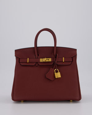 Hermès Birkin 25 Retourne Bag in Rouge H Togo Leather with Gold Hardware