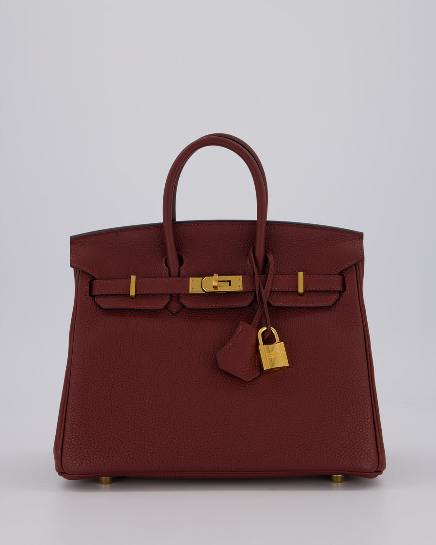 Hermès Birkin 25 Retourne Bag in Rouge H Togo Leather with Gold Hardware