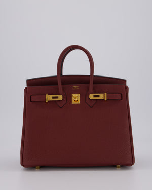 Hermès Birkin 25 Retourne Bag in Rouge H Togo Leather with Gold Hardware