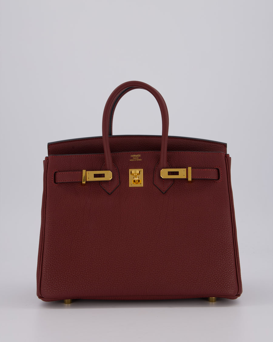 Hermès Birkin 25 Retourne Bag in Rouge H Togo Leather with Gold Hardware