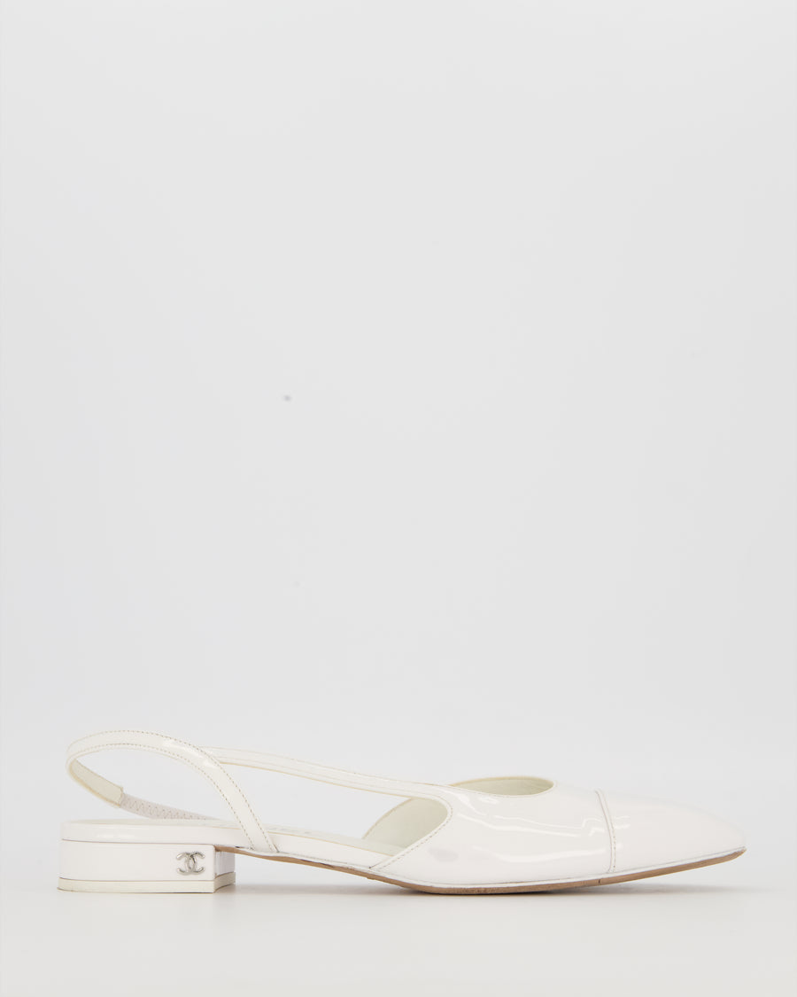 Chanel Classic White Slingback Pumps Size EU 39C