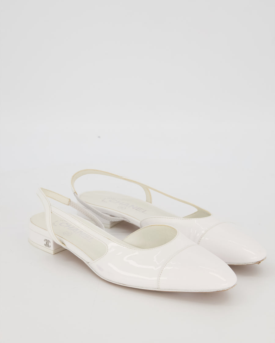 Chanel Classic White Slingback Pumps Size EU 39C